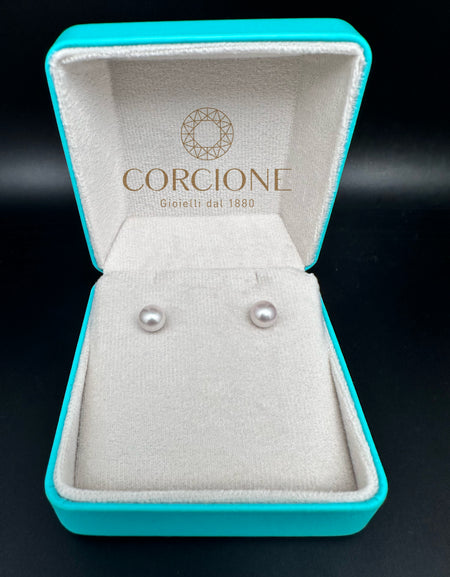 LUCE DI DONNAORO Orecchini di Perle Selene 7.5-8mm in Oro Bianco 18kt