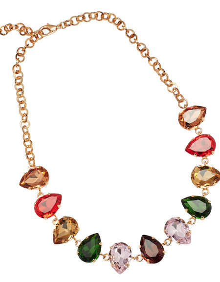 OTTAVIANI Collana Moda Dorata con Cristalli Multicolor taglio Goccia
