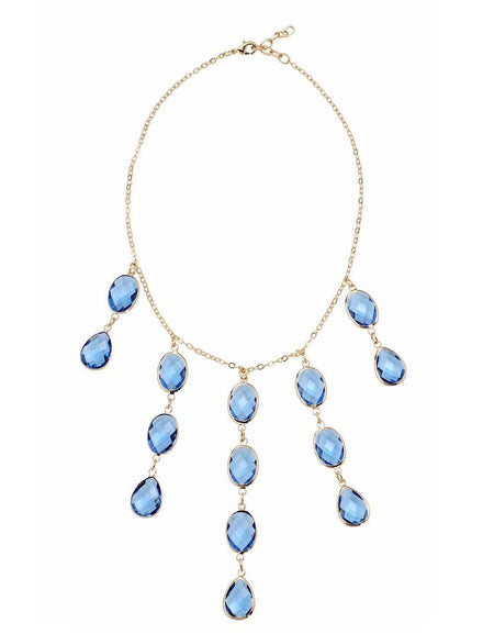 OTTAVIANI Collana Girocollo Dorato a Cascata con Cristalli Blu Zaffiro