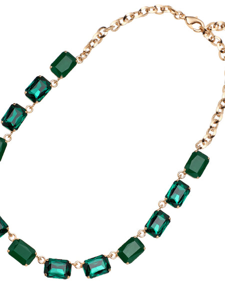 OTTAVIANI Collana Moda Dorata con Cristalli Verdi