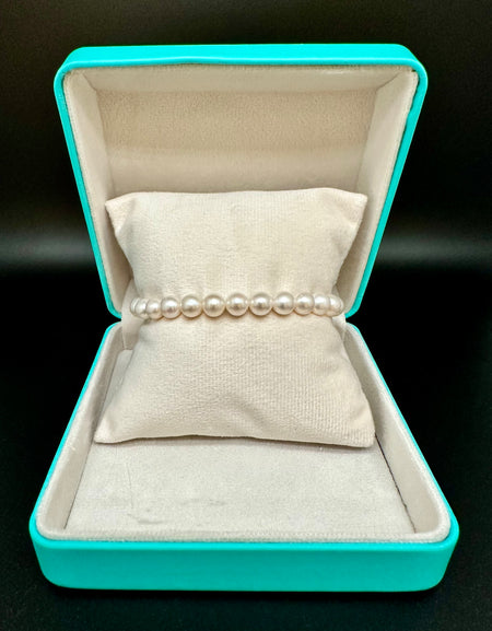 LUCE DI DONNAORO Bracciale Perle Coltivate 7-7.5mm con chiusura in Oro Bianco 18kt