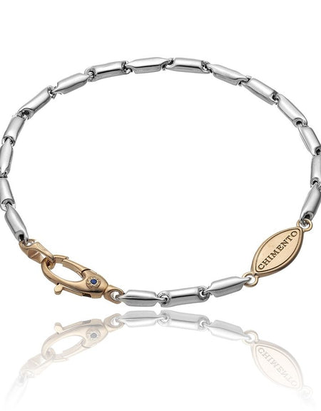 Bracciale CHIMENTO in Argento 925 con piastra placcata in Oro rosa 18kt e Zaffiro Blu