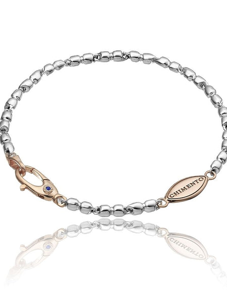 Bracciale CHIMENTO in Argento 925 con piastra placcata in Oro rosa 18kt e Zaffiro Blu