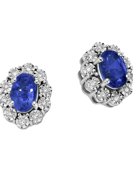 Orecchini DonnaOro MAGIA con cestino in Oro Bianco 18kt, Diamanti e Zaffiri