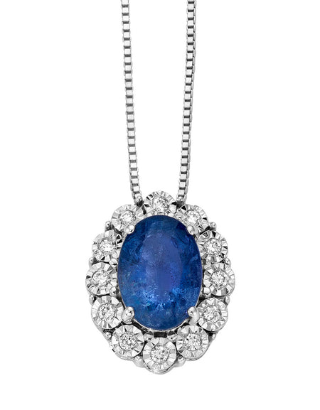 Collana DonnaOro MAGIA con cestino in Oro Bianco 18kt, Diamanti e Zaffiro