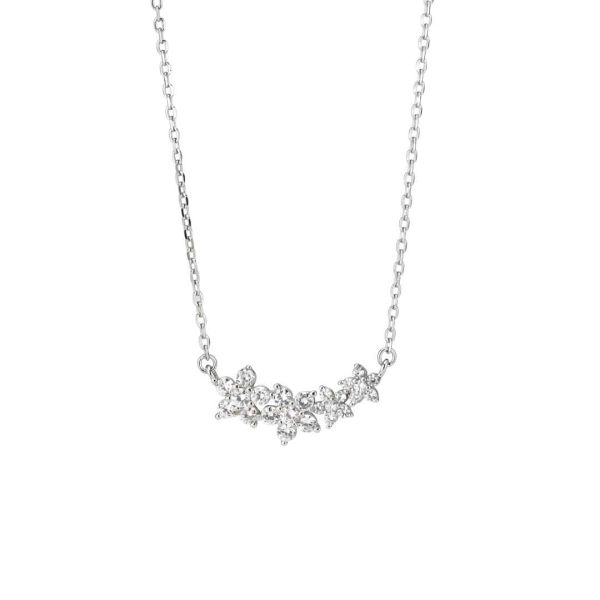Collana Cuore Liscio Con Zirconi Bianchi – Argento Rodiato 925 – Exploit Argenti