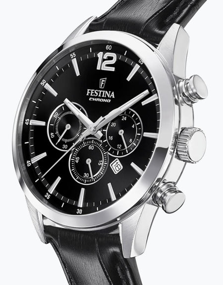OROLOGIO FESTINA TIMELESS CHRONOGRAPH F20542/5 NERO CINTURINO IN PELLE, UOMO
