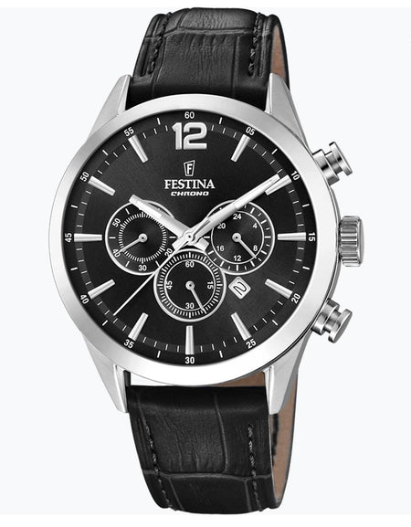 OROLOGIO FESTINA TIMELESS CHRONOGRAPH F20542/5 NERO CINTURINO IN PELLE, UOMO