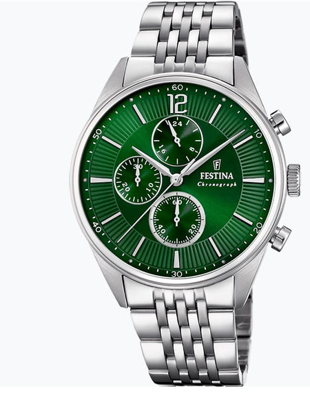 OROLOGIO FESTINA F20285/8 VERDE CON CINTURINO IN ACCIAIO, UOMO