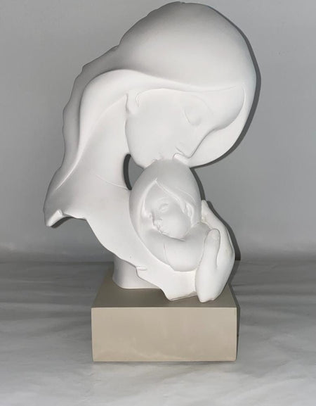 SCULTURA MATERNITÀ FACE BIANCA BASE NOCCIOLA - H. 34 CM - BONGELLI PREZIOSI
