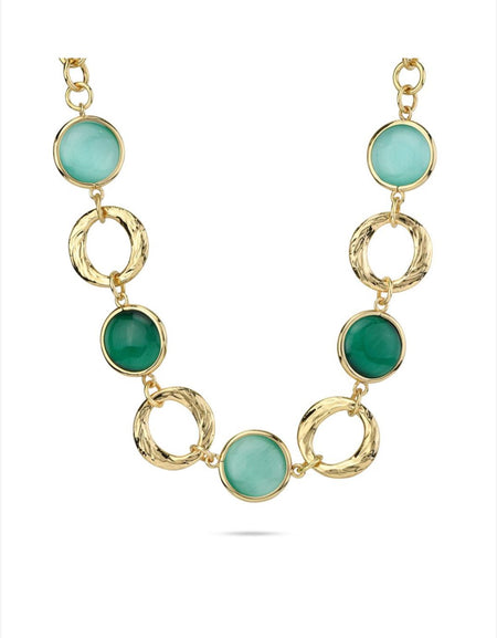 Collana placcata oro giallo con cristalli di colore verde acqua e verde scuro BOCCADAMO