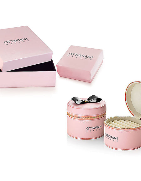 OTTAVIANI Collana Moda Dorata con Cristalli Rosa taglio Cuore