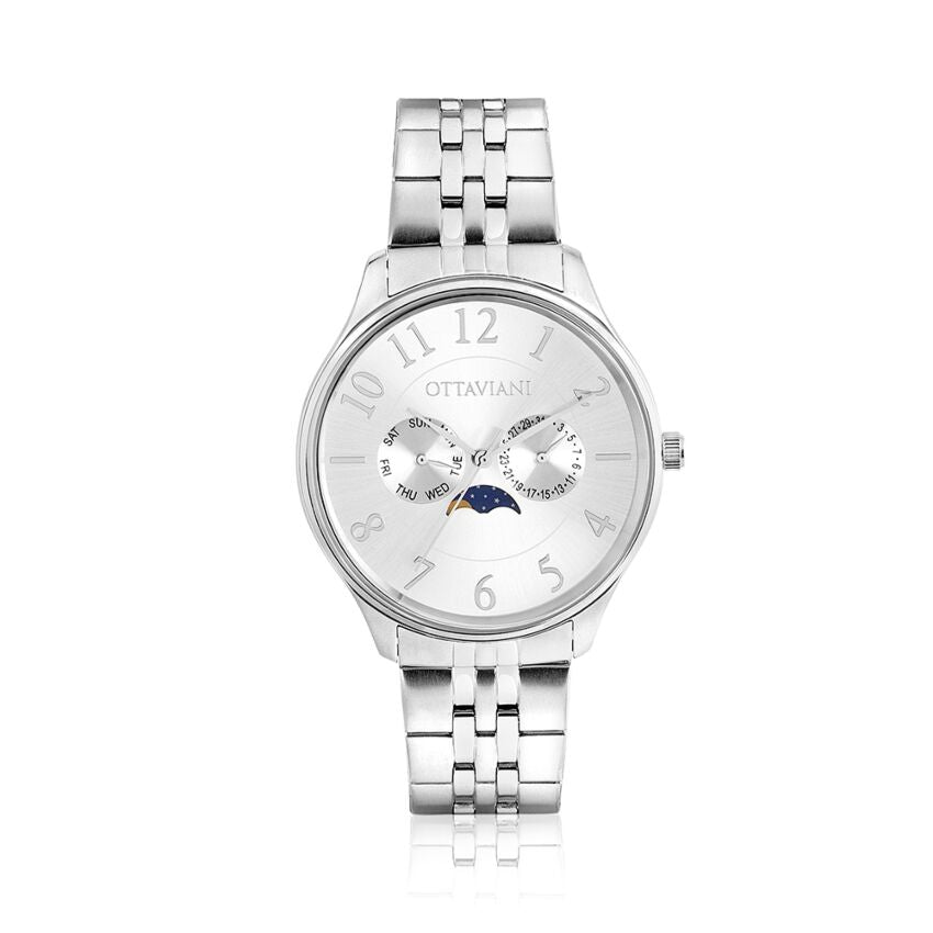 OTTAVIANI Orologio Uomo Quadrante Silver con Fasi Lunari