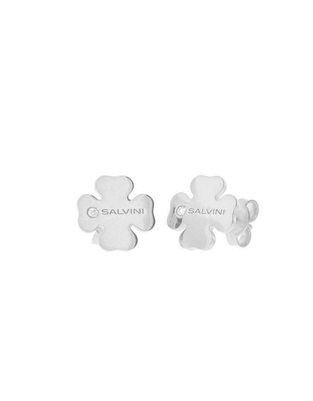 Orecchini Donna SALVINI coll: Minimal Pop Quadrifoglio in Oro Bianco 9kt e Diamanti
