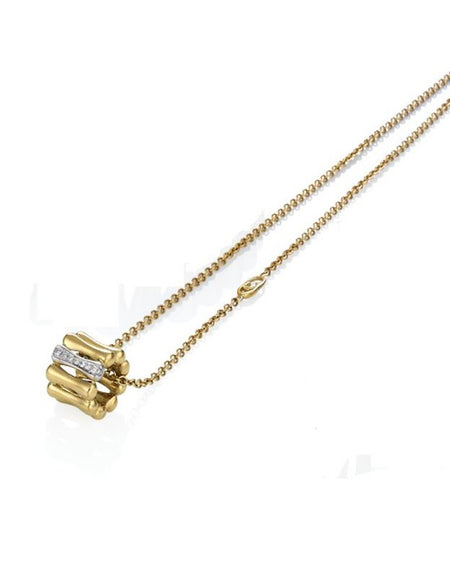 Girocollo CHIMENTO con Pendente Bamboo Over in Oro Giallo 18kt e Diamanti