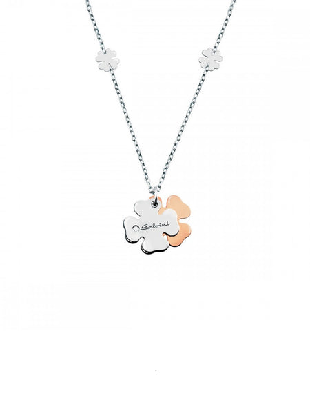 Collana Donna SALVINI coll: Minimal Pop Quadrifoglioin Oro Bianco e Rosa 9kt, Diamante