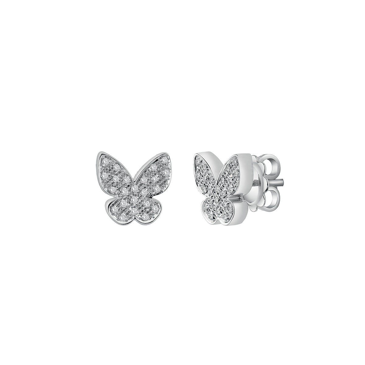 Vinani 2OVG - Orecchini a forma di V con chiusura a farfalla, in argento Sterling 925 spazzolato