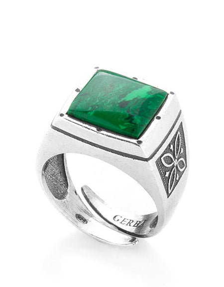 Anello Unisex GERBA JEWELS in argento 925 con Malachite