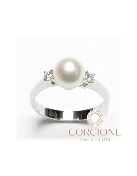 Anello SALVINI Perla Griff in Oro Bianco con Perla e Diamanti