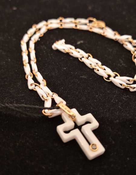 Girocollo Barakà Uomo Oro Rosa e Ceramica Bianca con Diamante limited edition