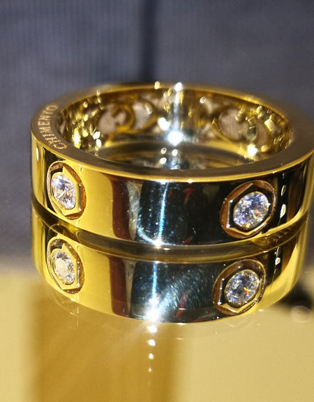 Anello a Fascia CHIMENTO Armillas Be Mine in Oro Giallo 18kt e Diamanti