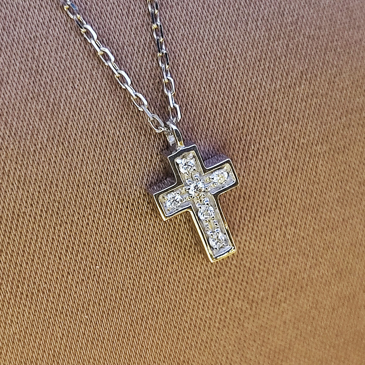 Collana Croce Oro Crocette Di Brillanti Salvini Necklace Collana