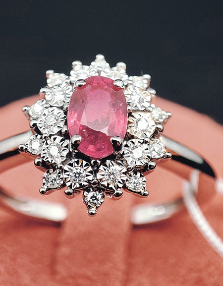 Anello DonnaOro Mistero in Oro bianco 18kt con Rubino e Diamanti