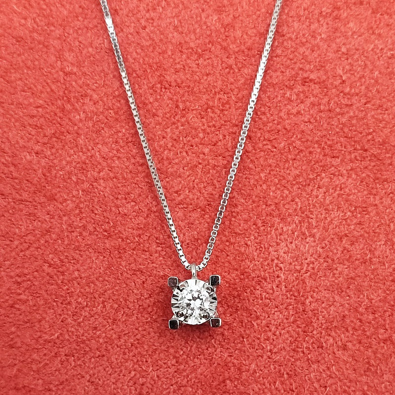 Collana DonnaOro ETERNA Punto luce in Oro Bianco 18kt e Diamanti