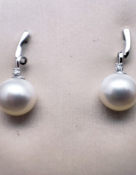 Orecchini DonnaOro in Oro Bianco 18kt Diamanti e Perle ALFA
