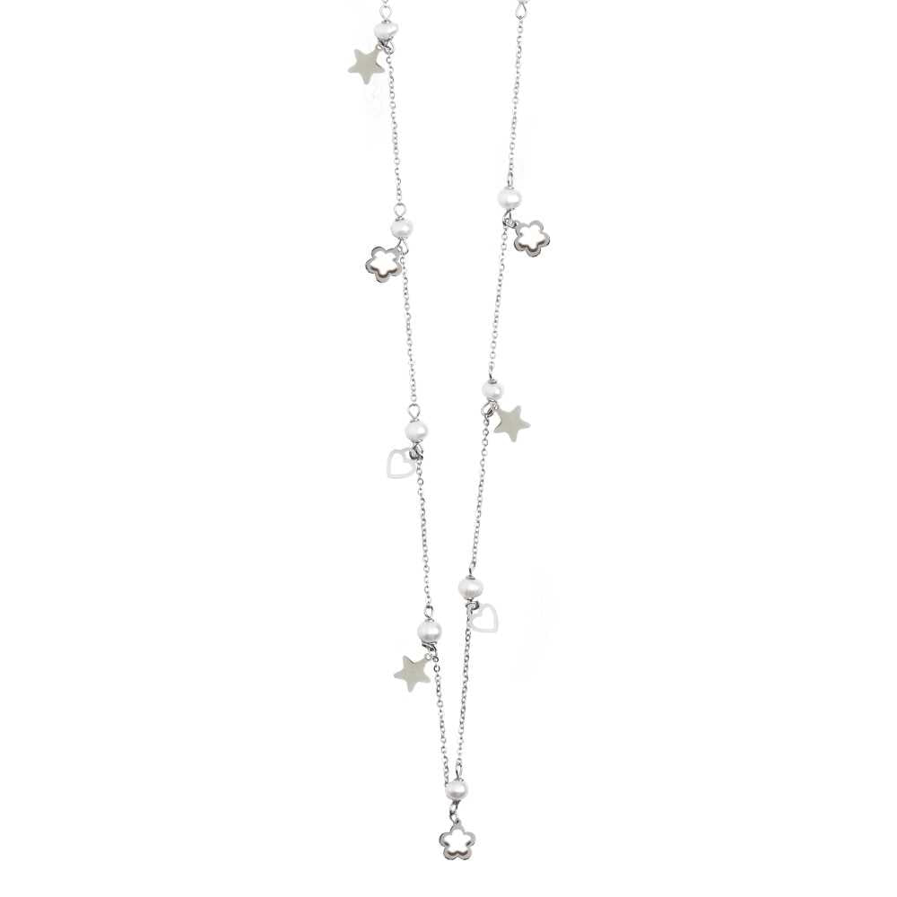 Collana con nodi ed elementi in resina e ceramica toni naturali - G Collana con nodi ed elementi in resina e ceramica toni naturali - G