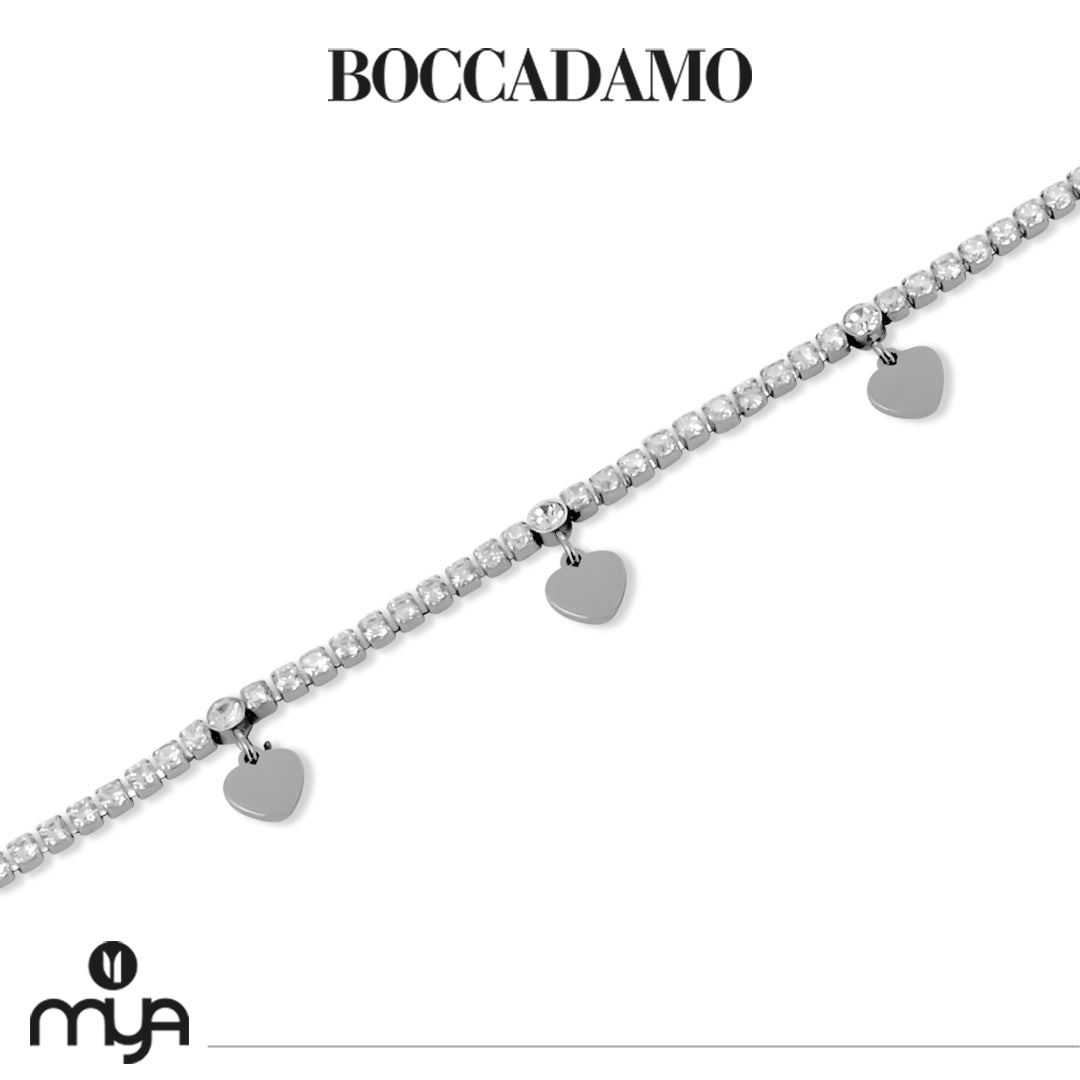 Boccadamo Bracciale Tennis Donna In Acciaio Con Zirconi Bianchi – Lunghezza Regolabile 16,5-21 Cm, Regalo In Box