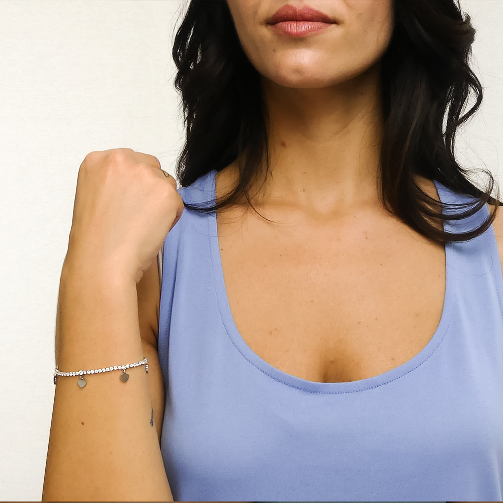 BOCCADAMO MYA Bracciale Tennis Zirconi Acquamarina e Bianchi in Acciai – Corcione Gioielli