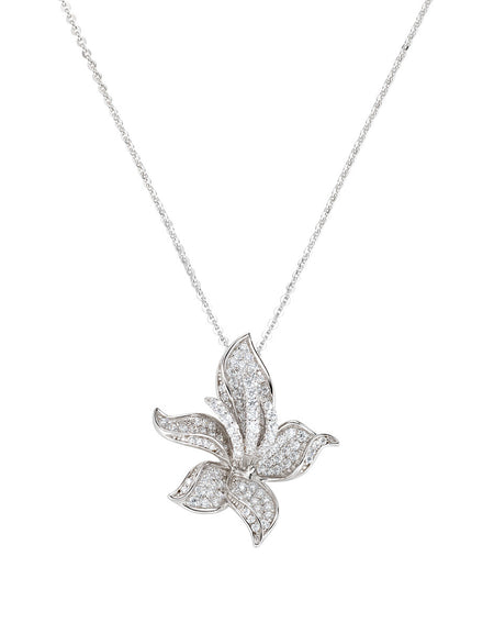 Amen Collana Donna Orchidea in Argento 925 e Zirconi Bianchi