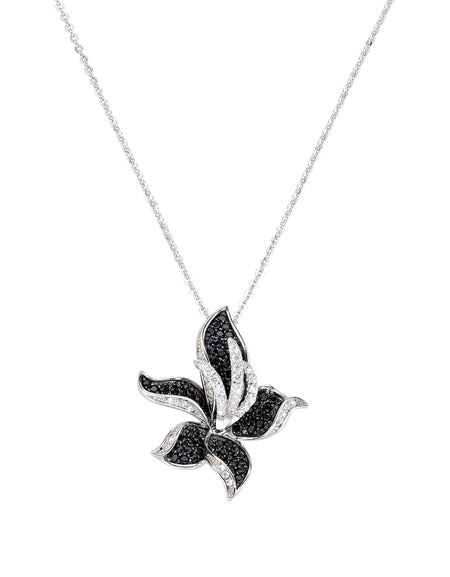 Amen Collana Donna Orchidea in Argento 925 Zirconi Bianchi e Neri