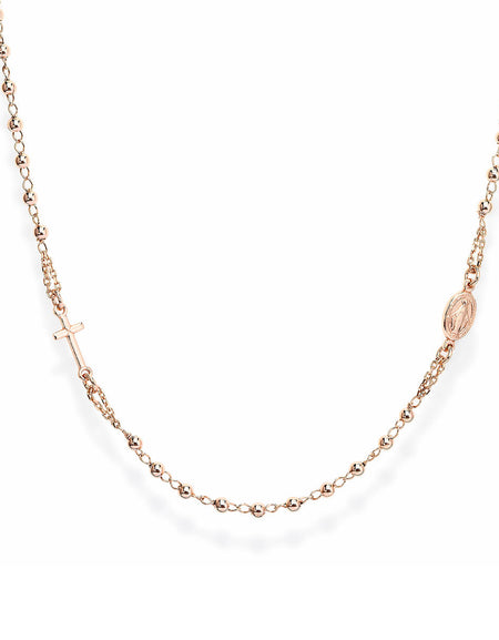 Amen Collana Rosario Girocollo Rosè grani 3mm in Argento 925