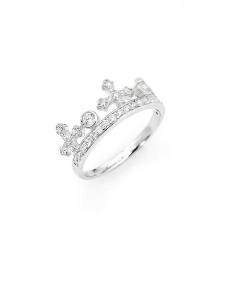 AMEN Anello Donna Corona con Zirconi Bianchi