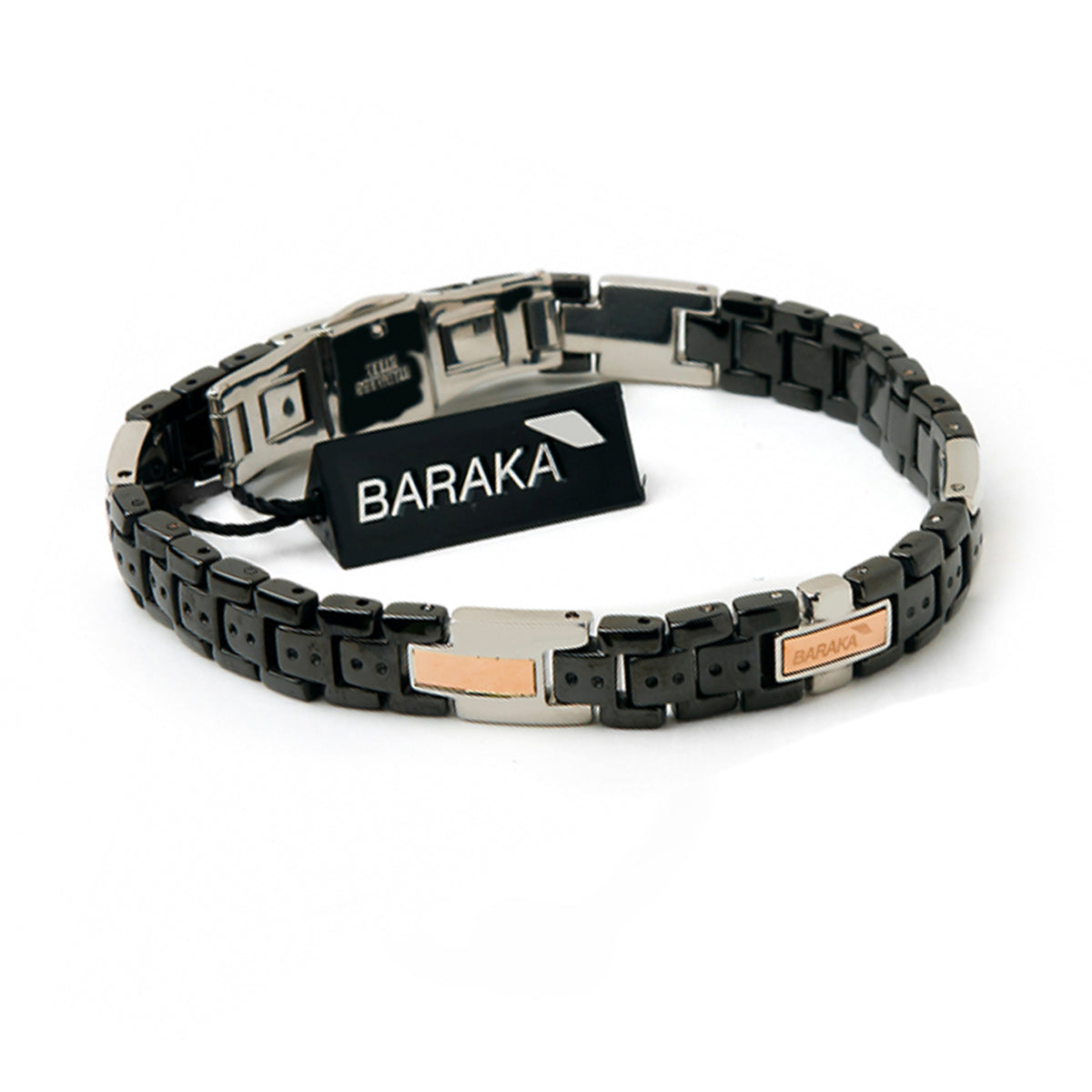 Bracciale uomo in oro rosa e acciaio con cauciù - BARAKA' - Luxury Zone Bracciale uomo in oro rosa e acciaio con cauciù - BARAKA' - Luxury Zone