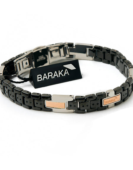 Bracciale Uomo BARAKÀ in Oro Rosa 18kt, Stainless steel, PVD Nero, Acciaio Lucido