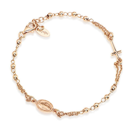 Bracciale AMEN Rosario Classico in Argento Rosè 925 con grani lisci