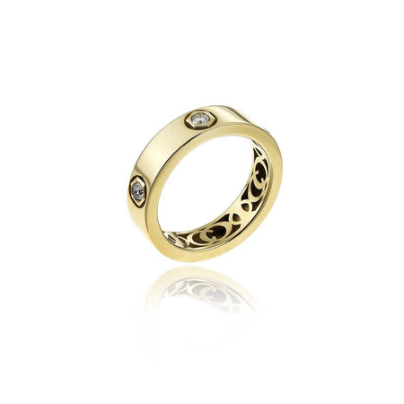 Anello a Fascia CHIMENTO Armillas Be Mine in Oro Giallo 18kt e Diamanti