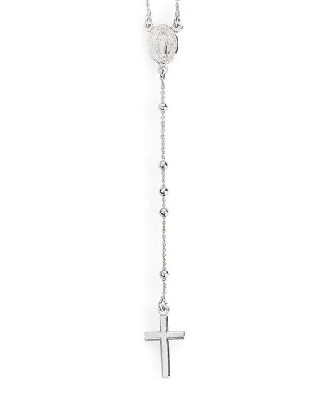 AMEN Collana Rosario Classico Rodiato grani 2.5mm Argento 925