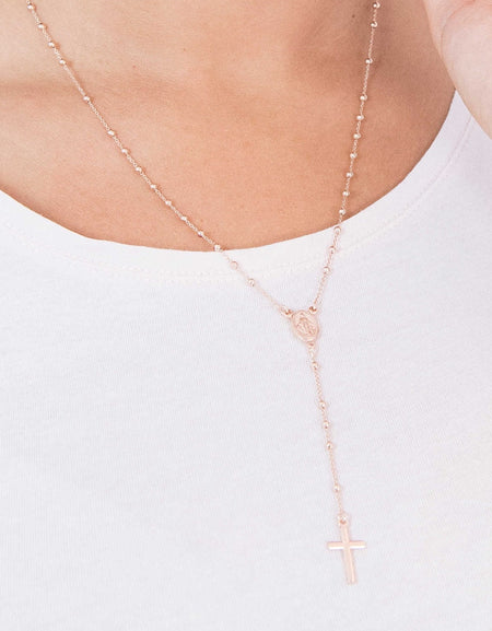 AMEN Collana Rosario Classico Rosè grani 2.5mm Argento 925