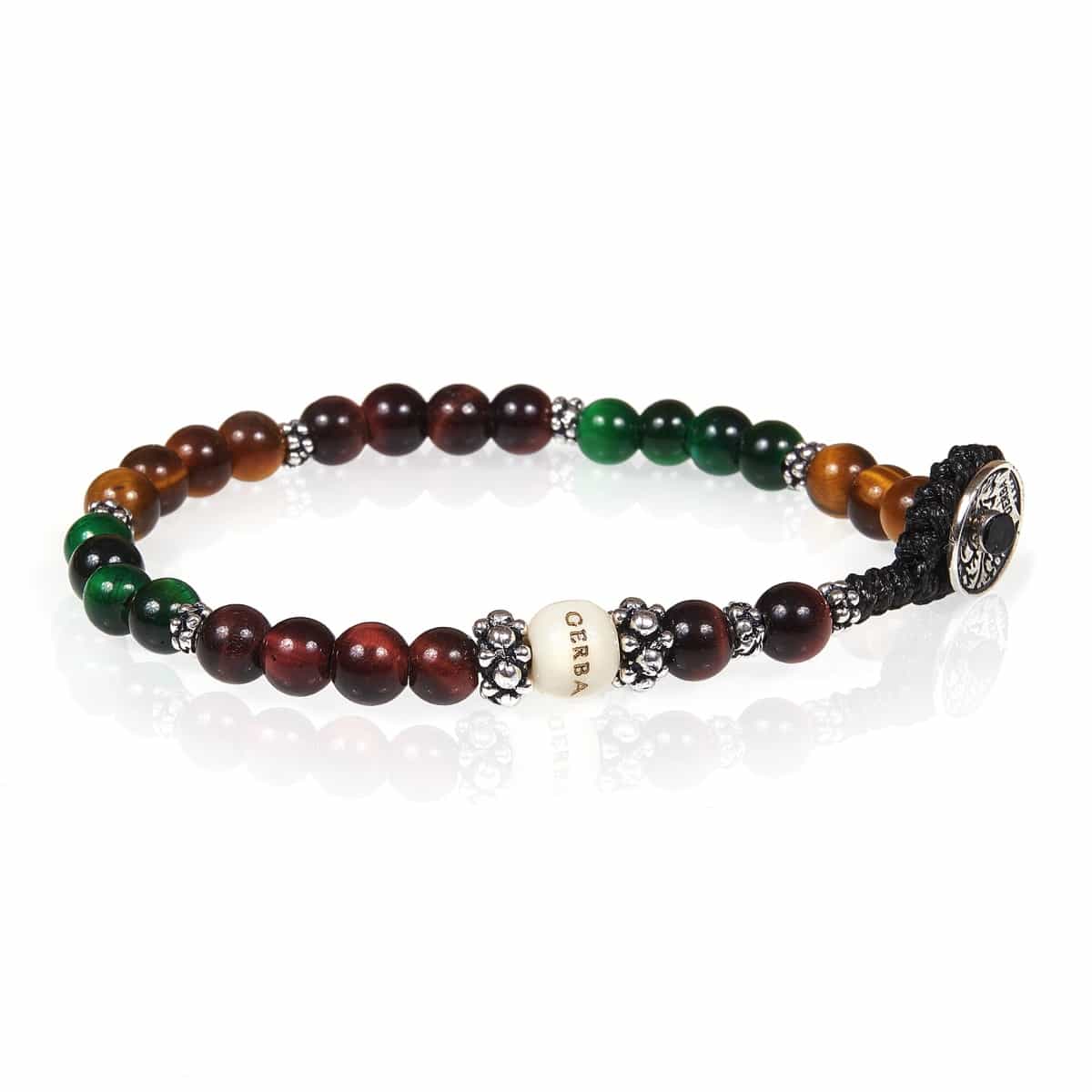 Bracciale Elastico con Occhio di Tigre Rosso e Argento SS04 Bracciale Elastico con Occhio di Tigre Rosso e Argento SS04