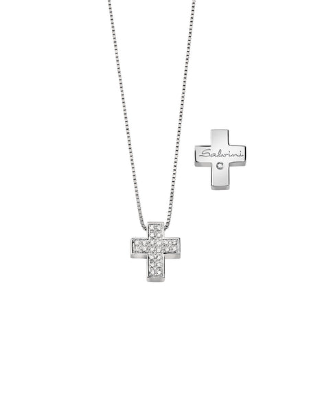 Collana Donna SALVINI Croce Piccola I Segni Oro 18k e Diamanti naturali