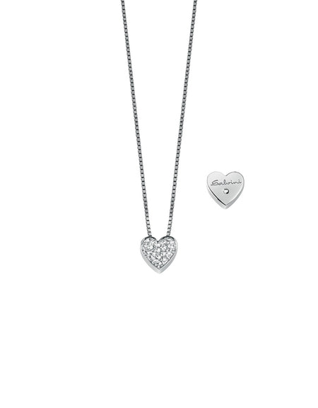 Collana Donna SALVINI Cuore Piccolo I Segni in Oro Bianco 18k con Diamanti naturali