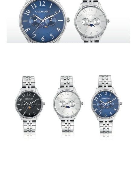 OTTAVIANI Orologio Uomo Quadrante Silver con Fasi Lunari
