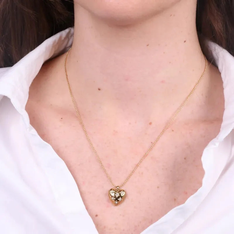 COEUR DE MER Collana in Acciaio con cuori e punti luce