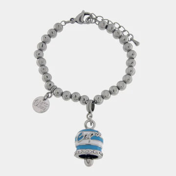AMOCAPRI Bracciale in Acciaio campanella Capri con  strisce azzurre