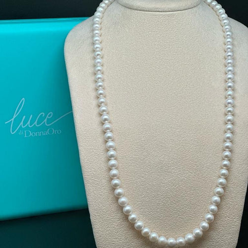 Collana Girocollo Perle Bianche Finte Con Catena Oro – Regolabile, Donna E Ragazza