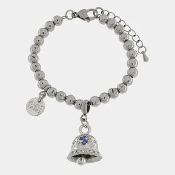 AMOCAPRI Bracciale in Acciaio campanella Capri con pois blu